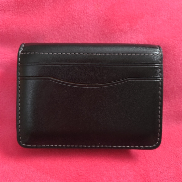 Coach Black Leather Card Holder with Silver Logo - Picture 4 of 12